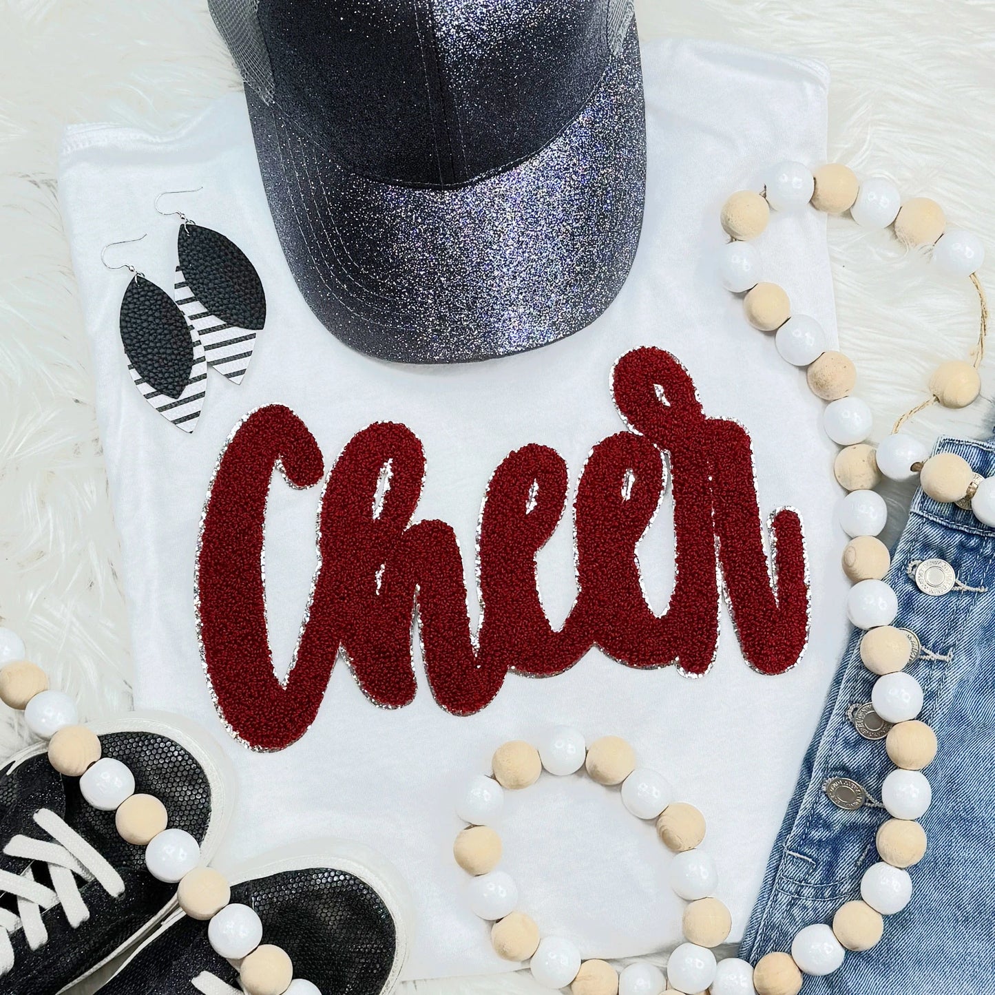 Cursive Chenille Cheer Patch Tee