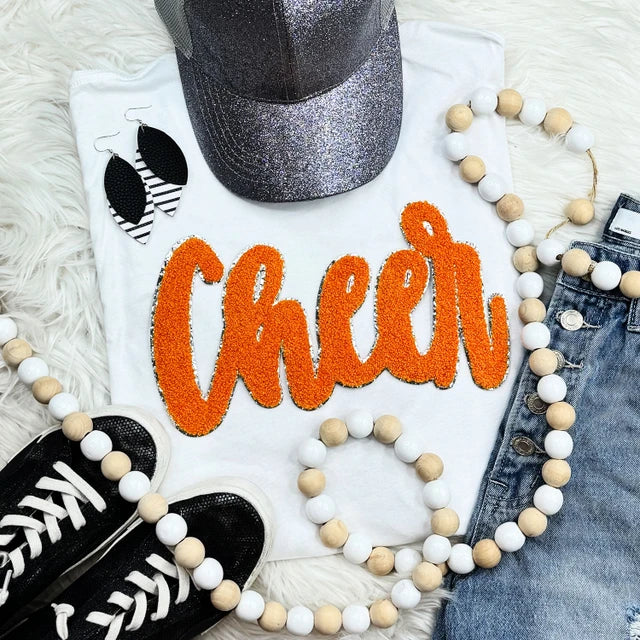 Cursive Chenille Cheer Patch Tee