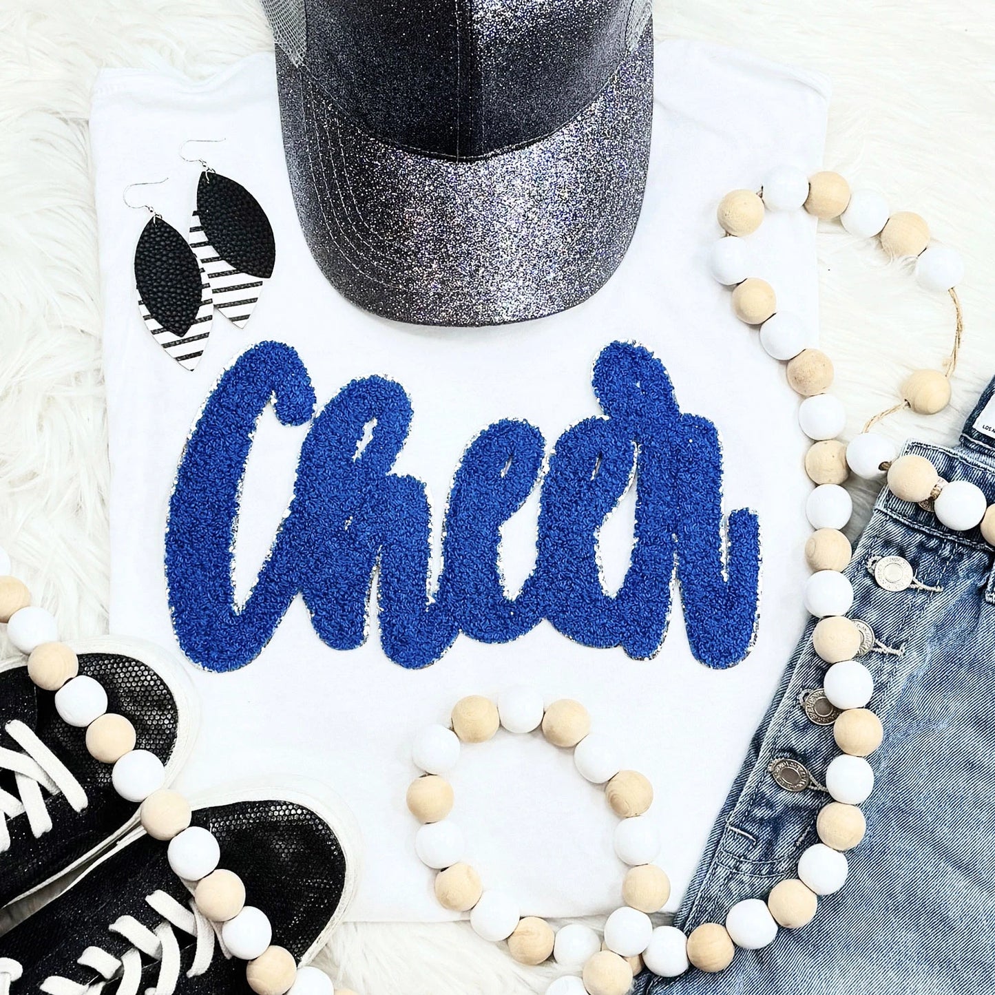 Cursive Chenille Cheer Patch Tee