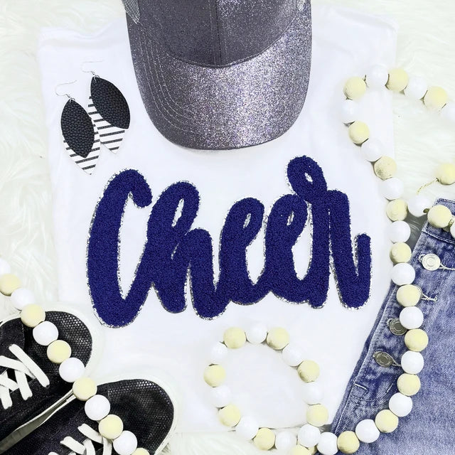 Cursive Chenille Cheer Patch Tee