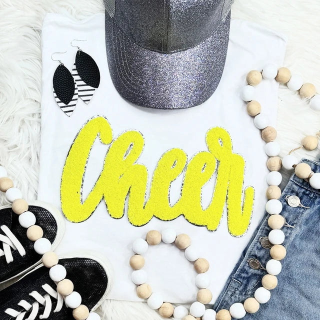 Cursive Chenille Cheer Patch Tee