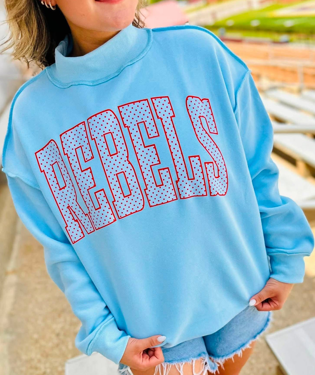 CUSTOM POLKA DOT TEAM MOCKNECK SWEATSHIRT