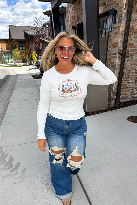 PREORDER- OFF THE SLOPES RIBBED TOP
