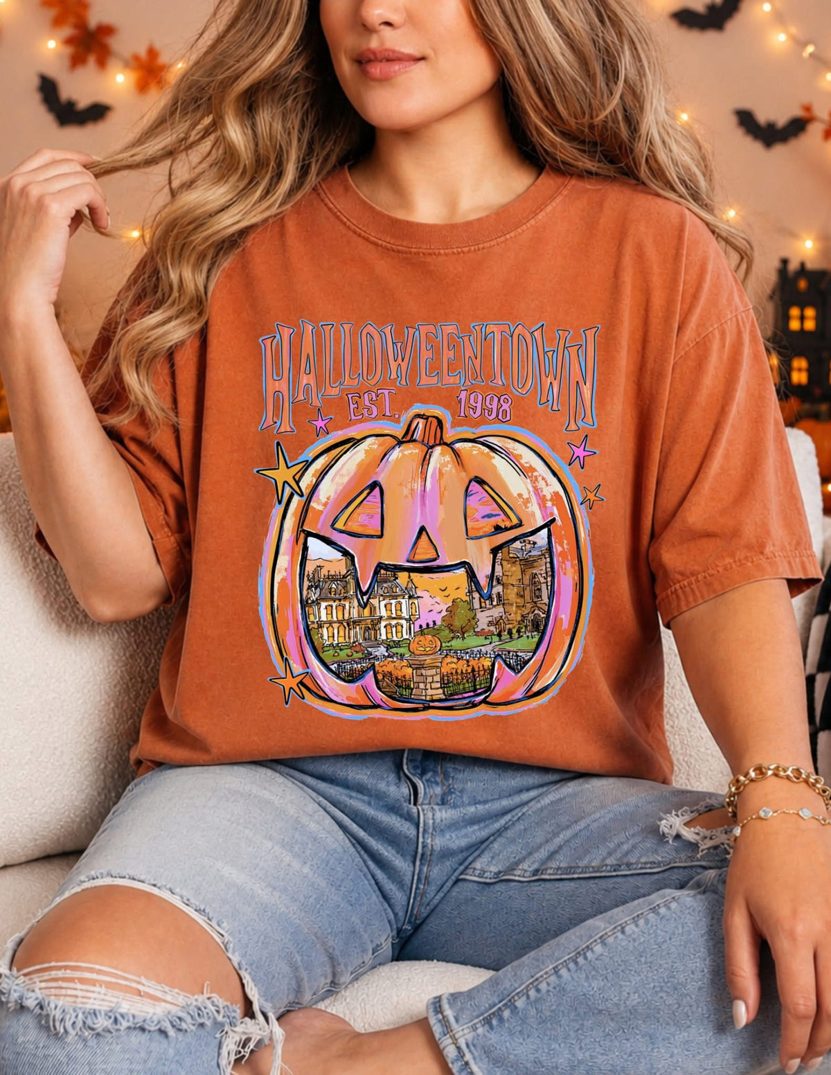 Halloweentown 1998 Pumpkin Graphic Tee | Comfort Colors Halloween Shirt