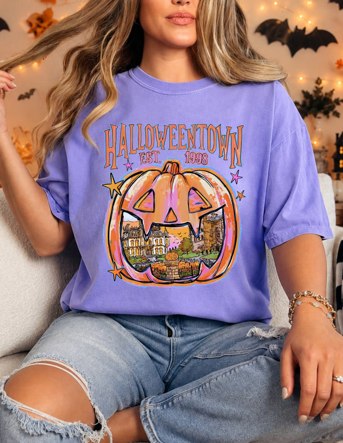 Halloweentown 1998 Pumpkin Graphic Tee | Comfort Colors Halloween Shirt