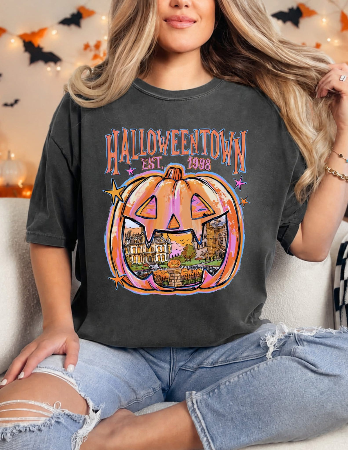 Halloweentown 1998 Pumpkin Graphic Tee | Comfort Colors Halloween Shirt