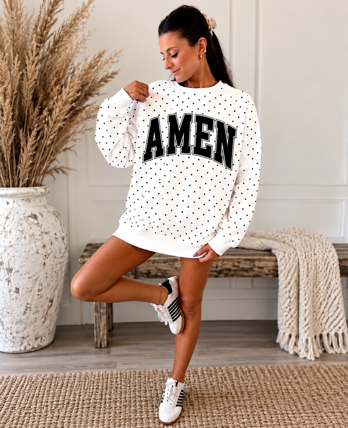 PREORDER | Custom Polka Dot Sweatshirt – Personalized Varsity Crewneck