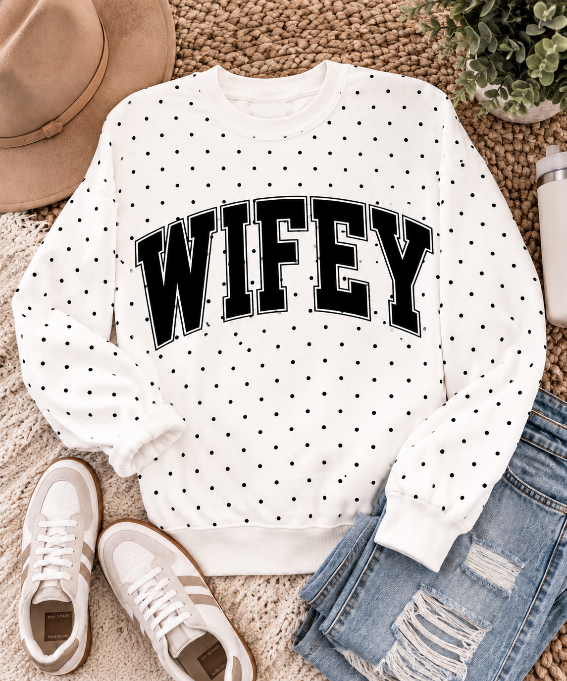 PREORDER | Custom Polka Dot Sweatshirt – Personalized Varsity Crewneck
