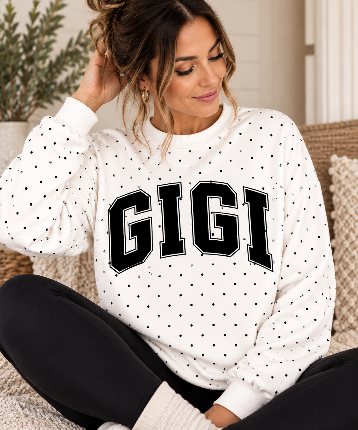 PREORDER | Custom Polka Dot Sweatshirt – Personalized Varsity Crewneck