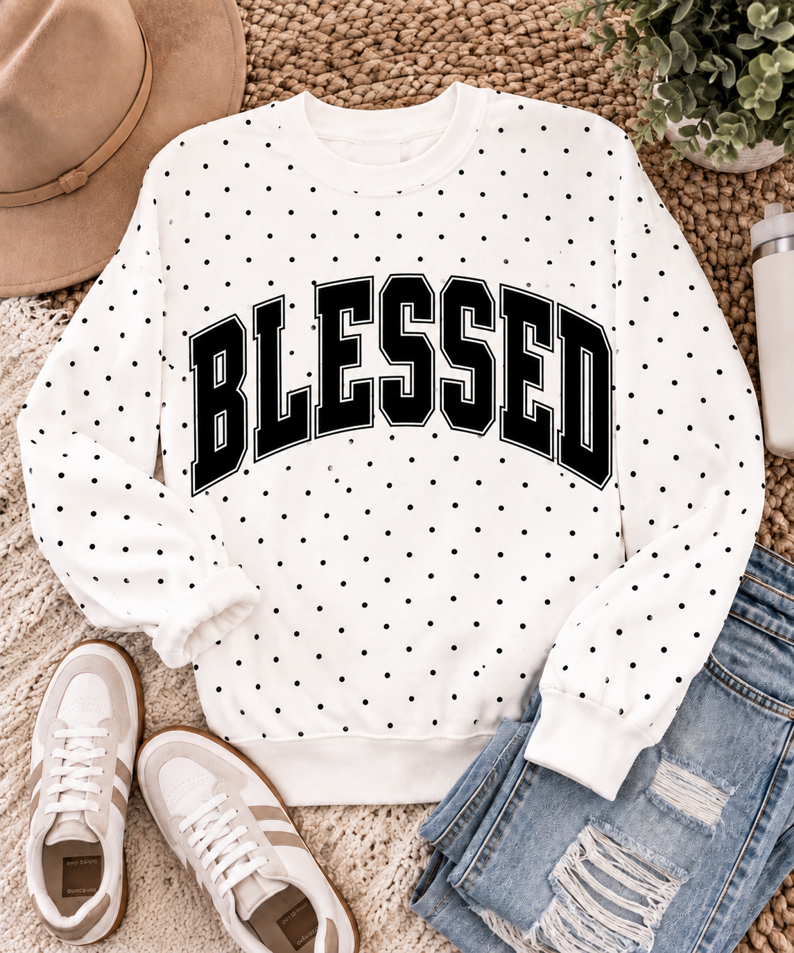 PREORDER | Custom Polka Dot Sweatshirt – Personalized Varsity Crewneck