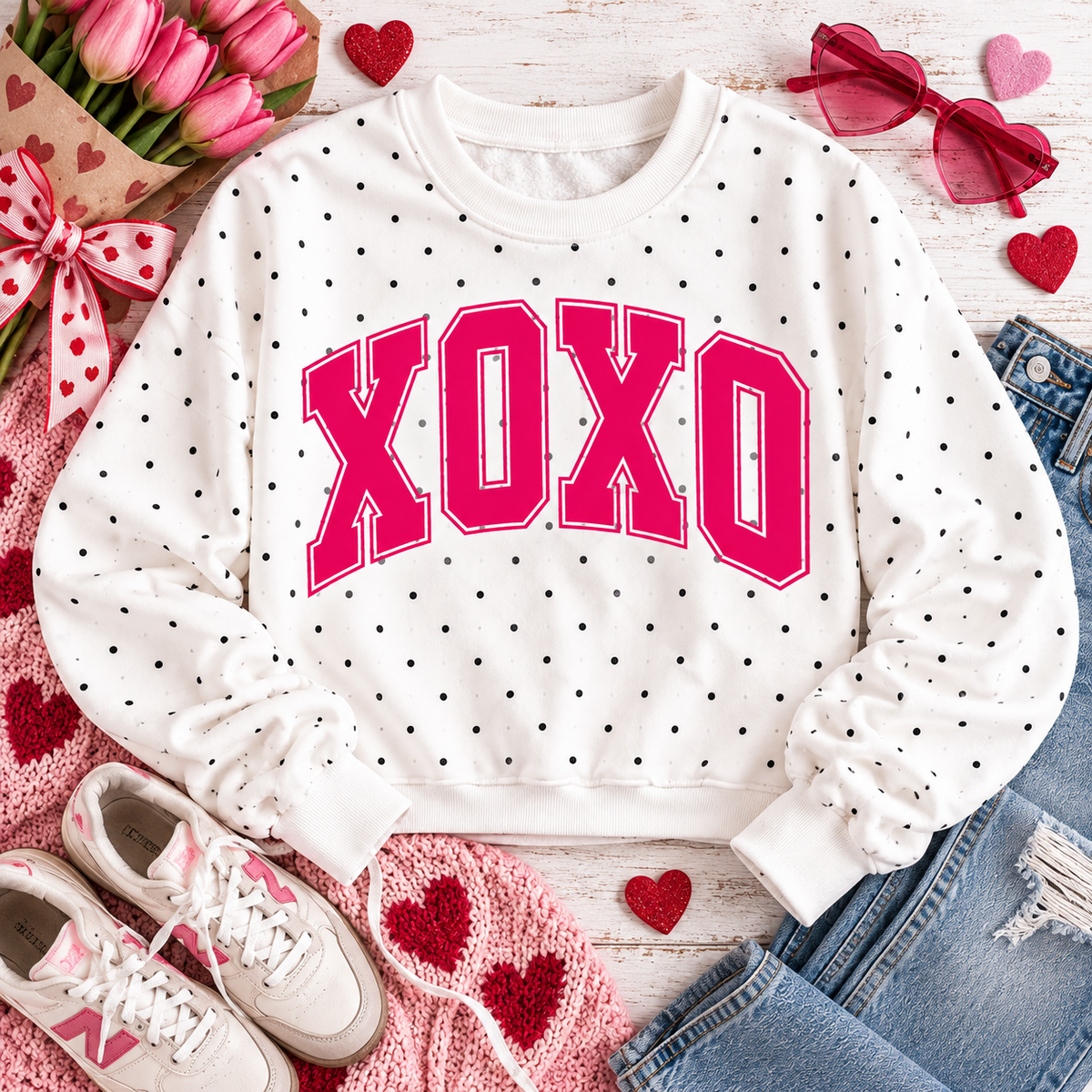 PREORDER | Custom Polka Dot Sweatshirt – Personalized Varsity Crewneck