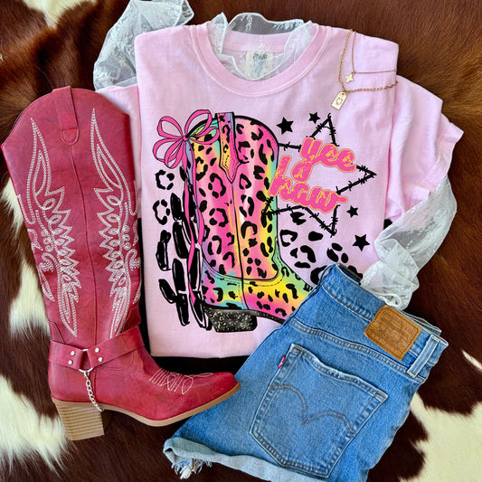 Yee Haw Leopard Bow Tee