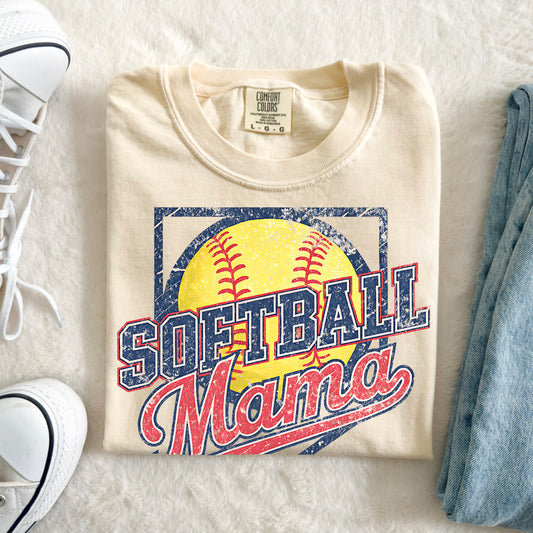 Distressed Softball Mama Tee