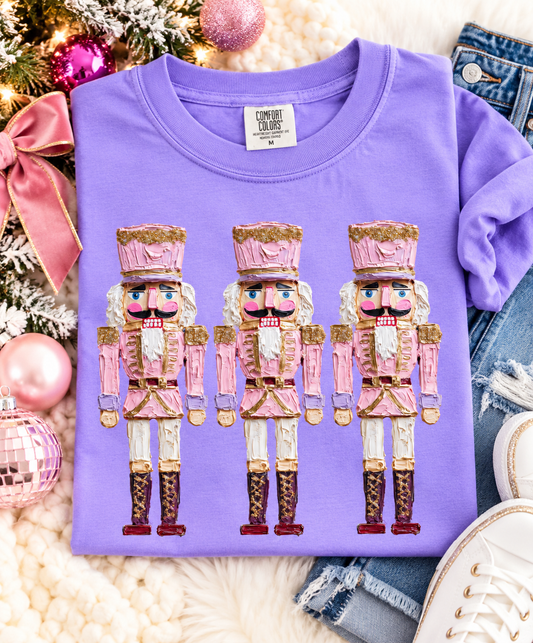 Pastel Nutcracker Christmas T-Shirt | Pink Holiday Graphic Tee