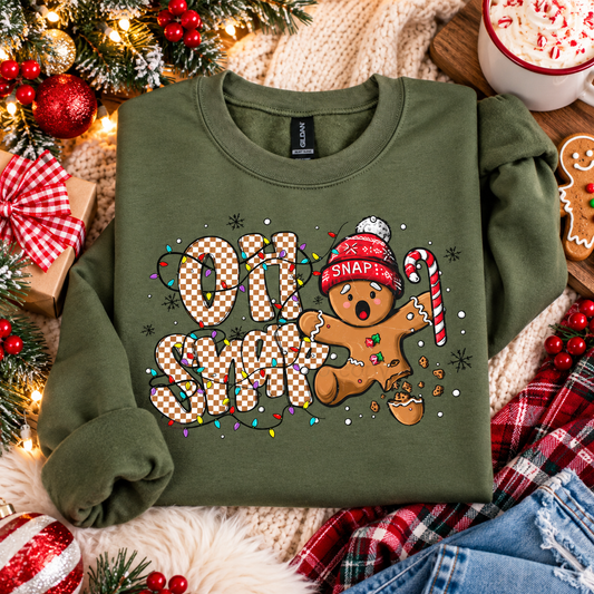 Checkered Oh Snap |Gingerbread Sweatshirt
