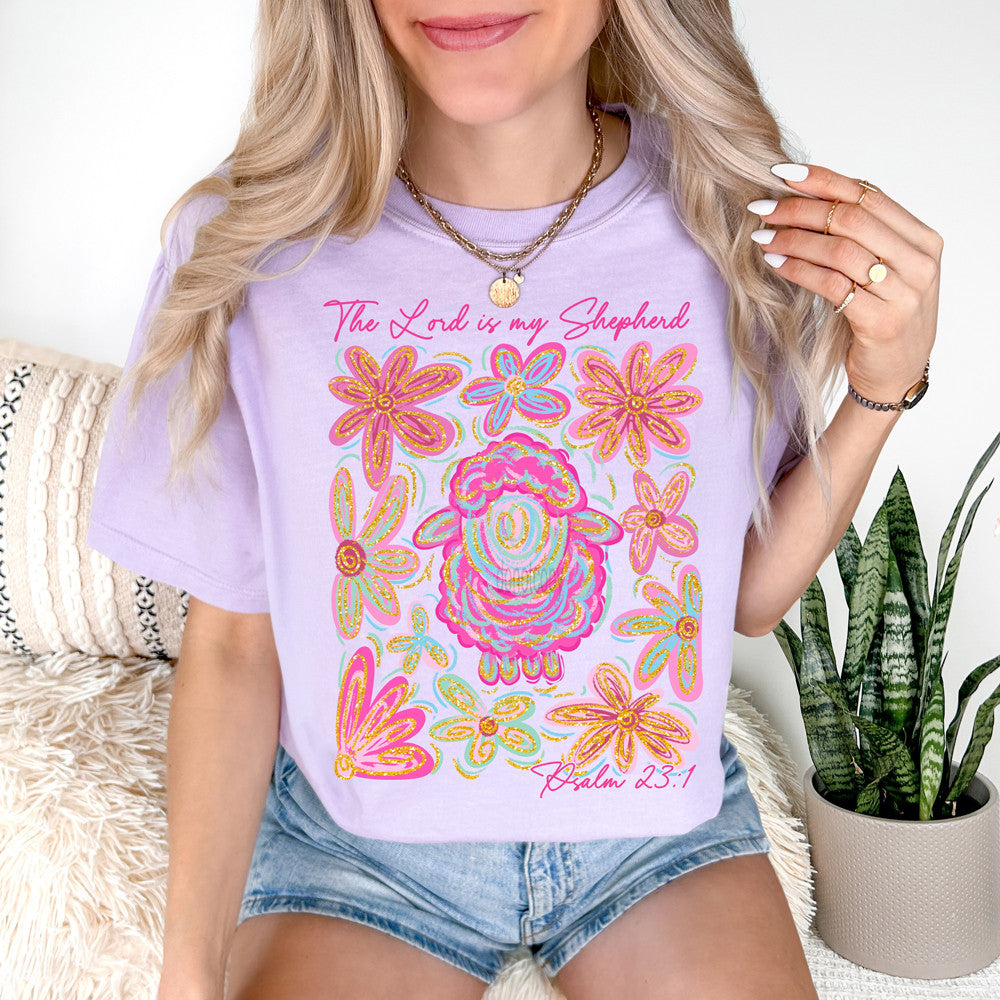 Faux Glitter The Lord Is My Shepherd Psalm 23Tee
