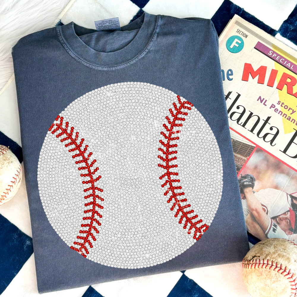 Faux Rhinestone Baseball Tee