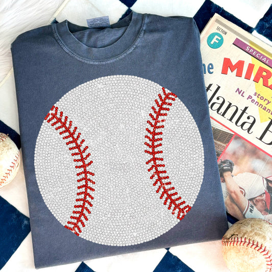 Faux Rhinestone Baseball Tee