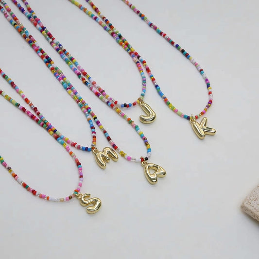 Rainbow Bubble Initial Necklace