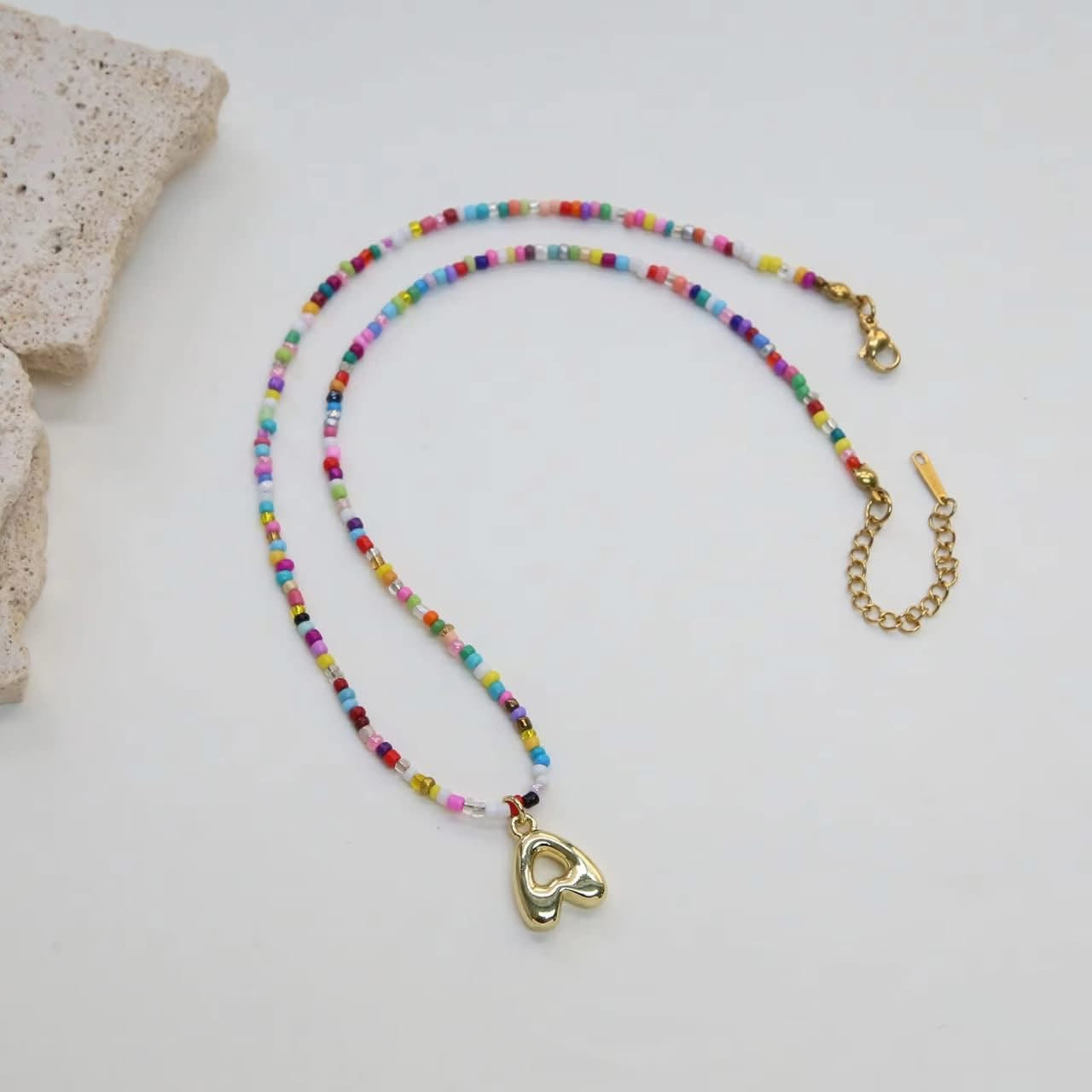 Rainbow Bubble Initial Necklace