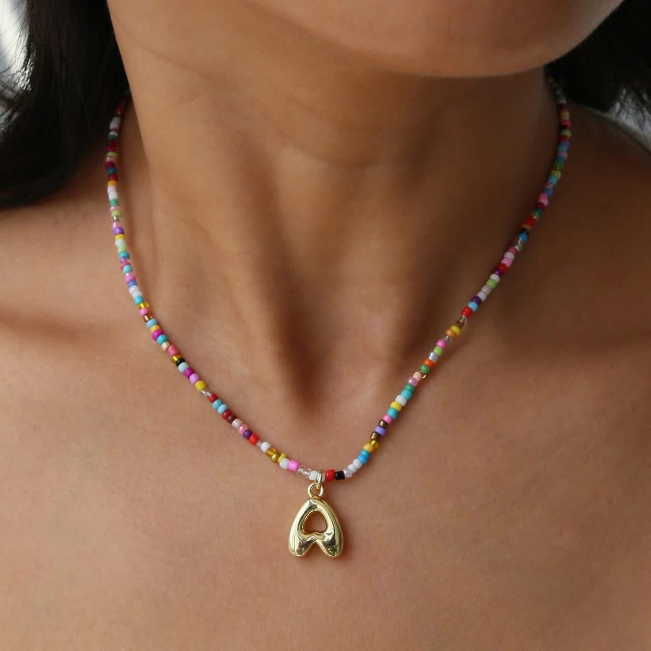 Rainbow Bubble Initial Necklace