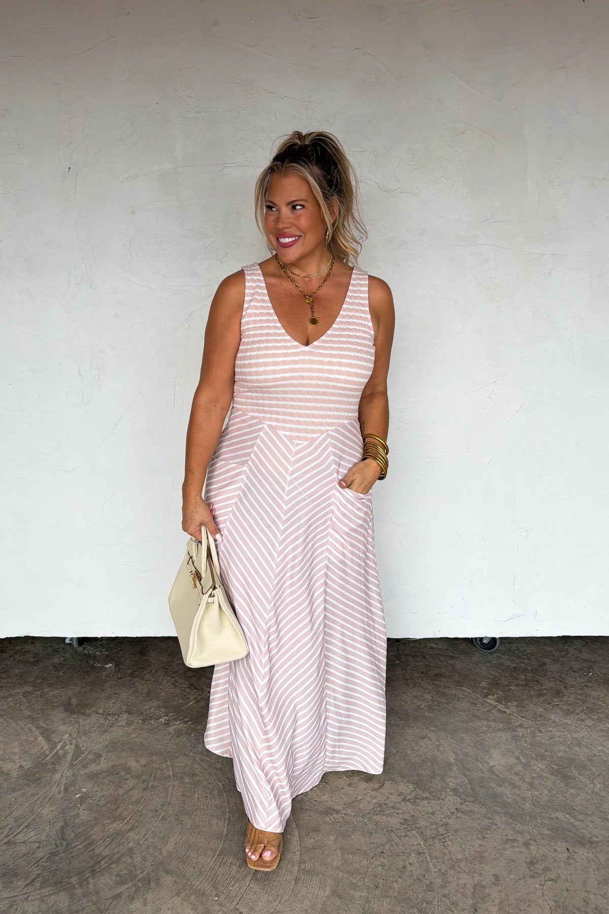 PREORDER- SPRING LUCIANA STRIPE DRESS