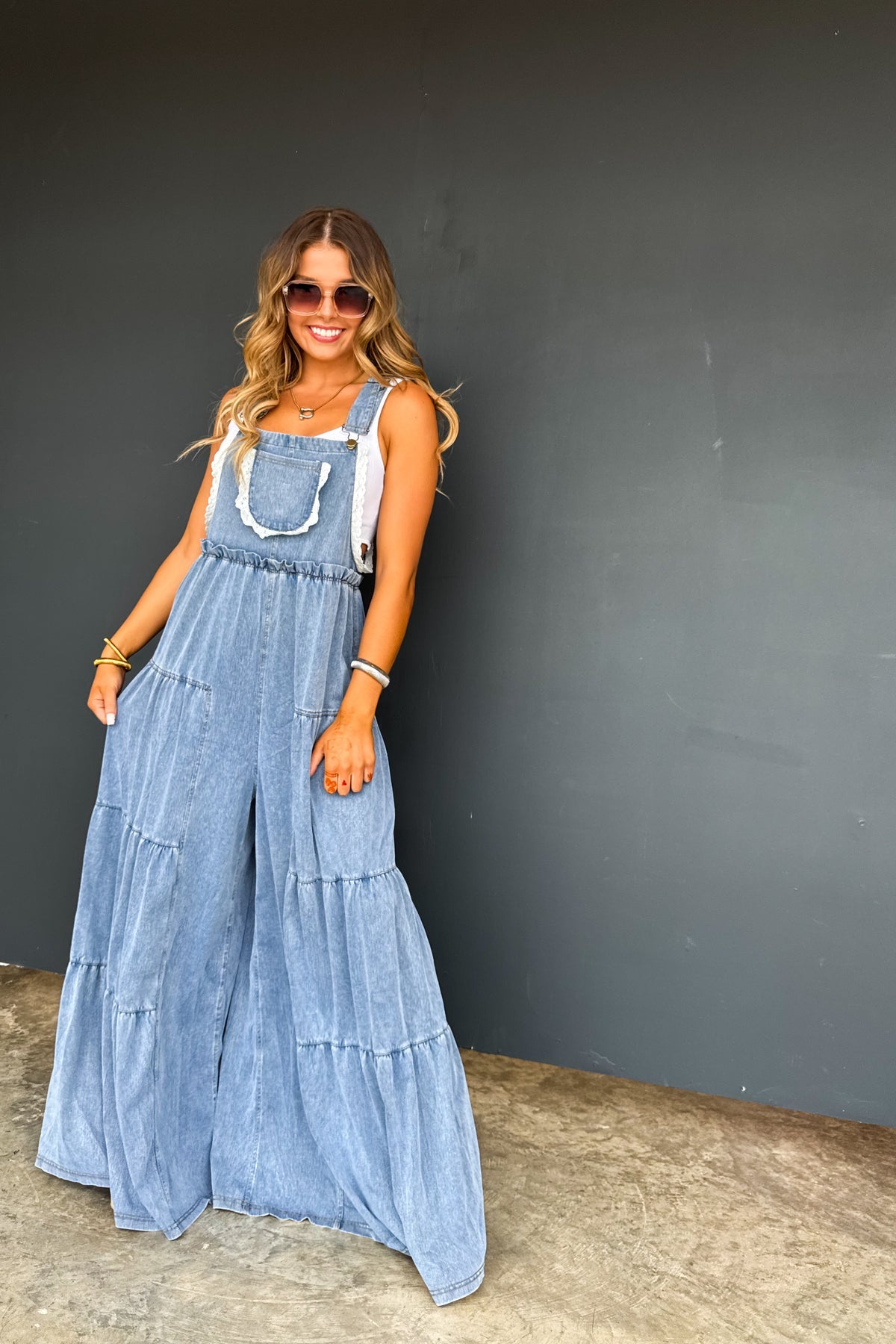 LIMITED PREORDER- BOHO & LACE DENIM OVERALLS