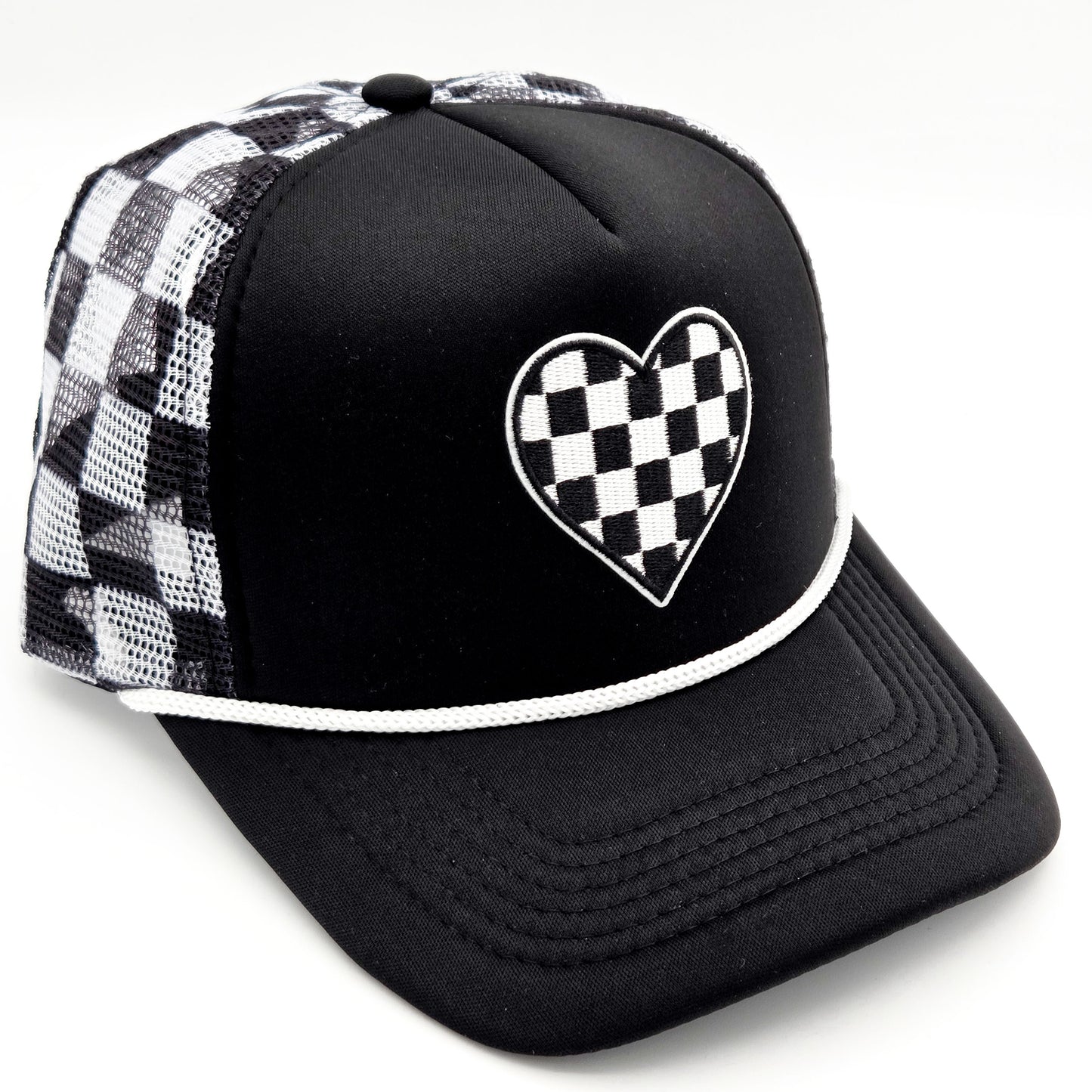 Checkered Heart Checkered Foam Trucker Hat