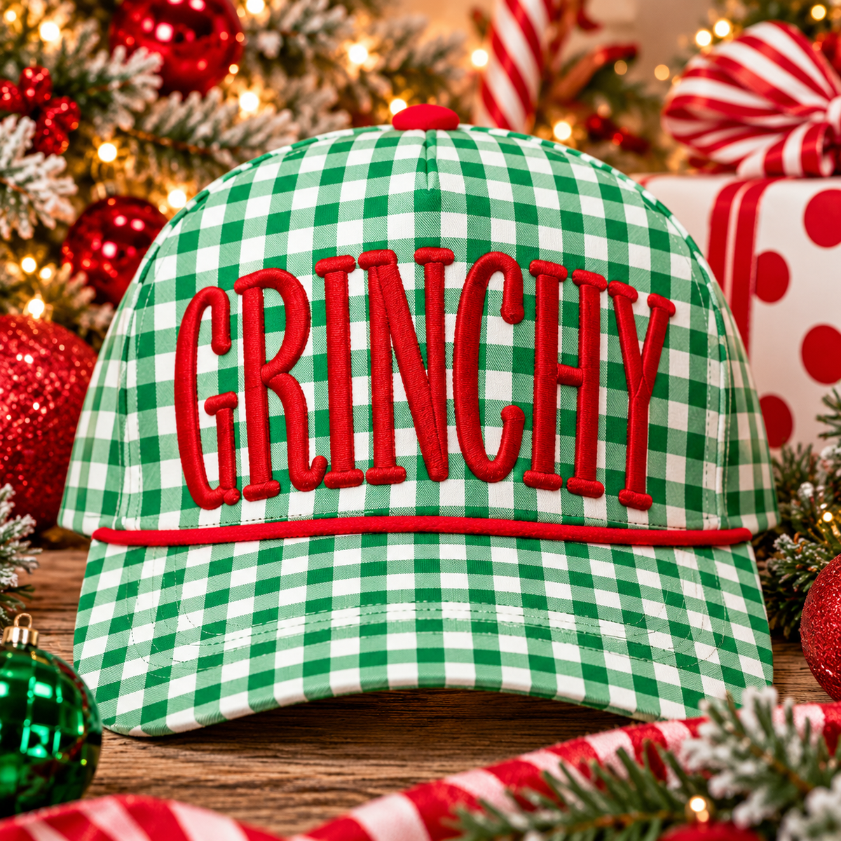 Grinchy Gingham Hat