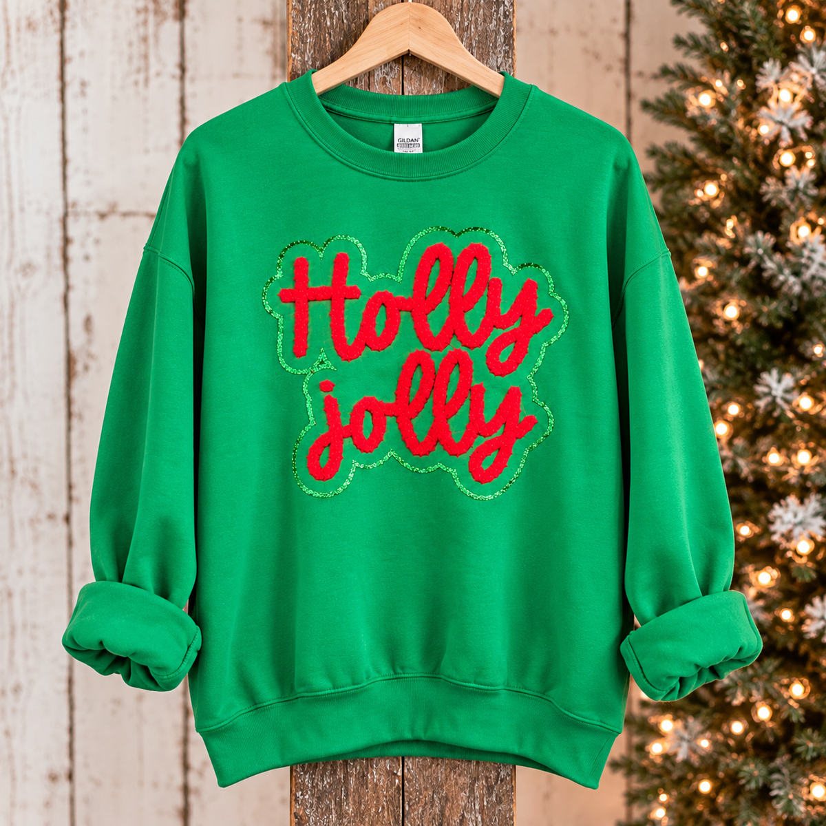 Holly Jolly Glitter & Fluffy Christmas Sweatshirt