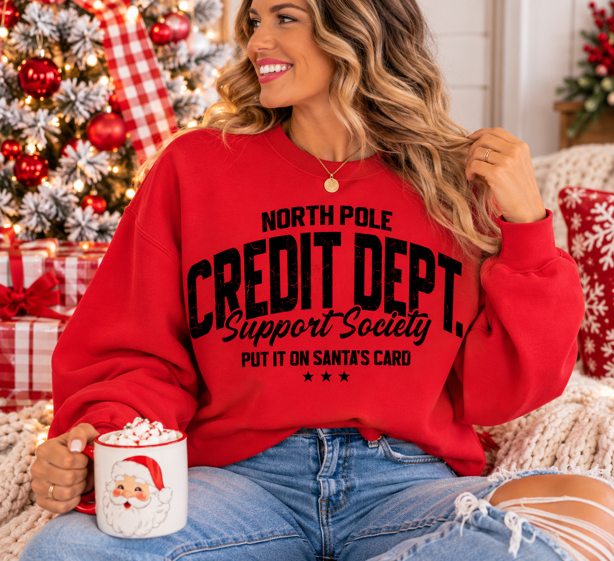 North Pole Credit Dept. Support Society Sweatshirt | Funny Christmas Crewneck