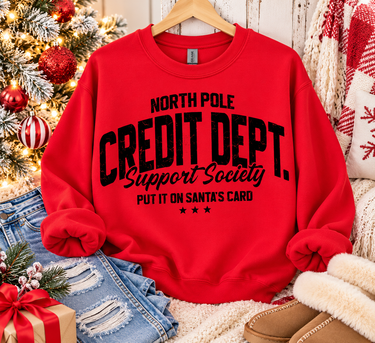 North Pole Credit Dept. Support Society Sweatshirt | Funny Christmas Crewneck