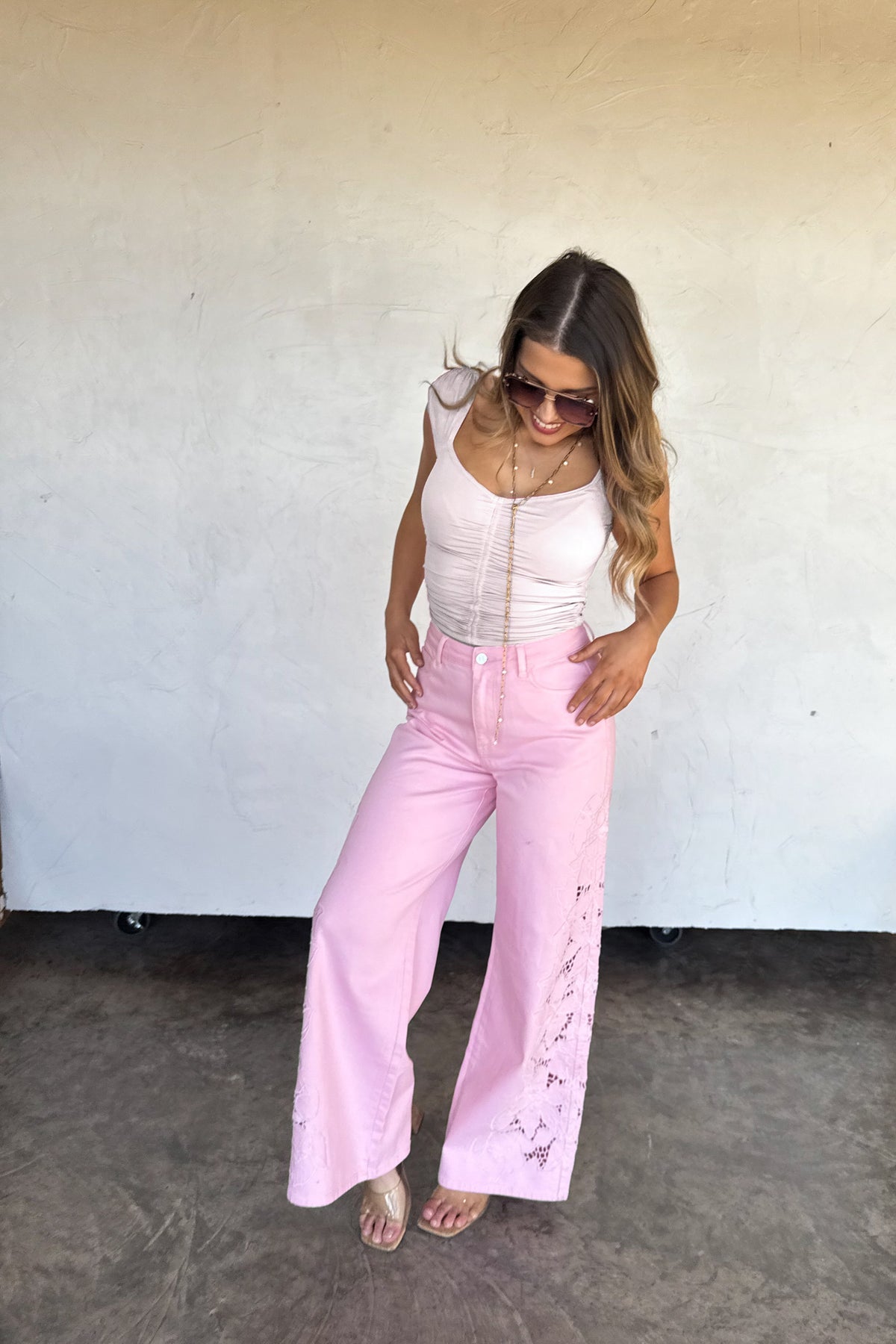PREORDER- SUMMER FLORAL CHARM WIDE LEG JEAN