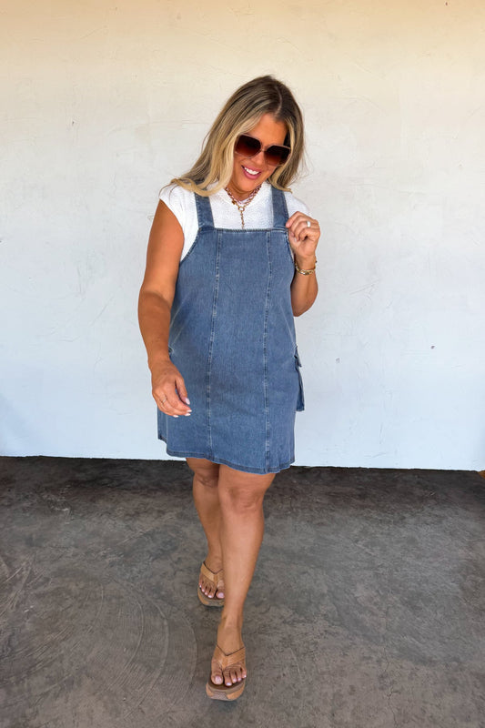PREORDER- DENIM MILLIE OVERALL DRESS