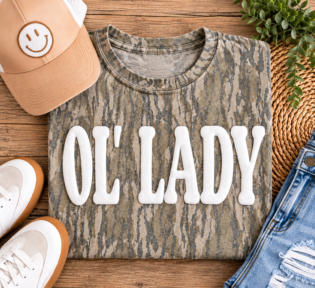 Ol’ Lady Puff Tee | Authentic Mossy Oak Bottomland Camo T-Shirt