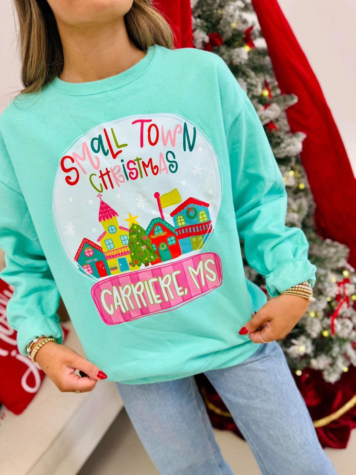 Custom Small Town Christmas Shirt & Sweatshirt | Personalized City & State Christmas