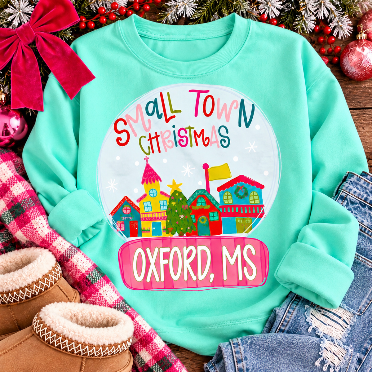 Custom Small Town Christmas Shirt & Sweatshirt | Personalized City & State Christmas
