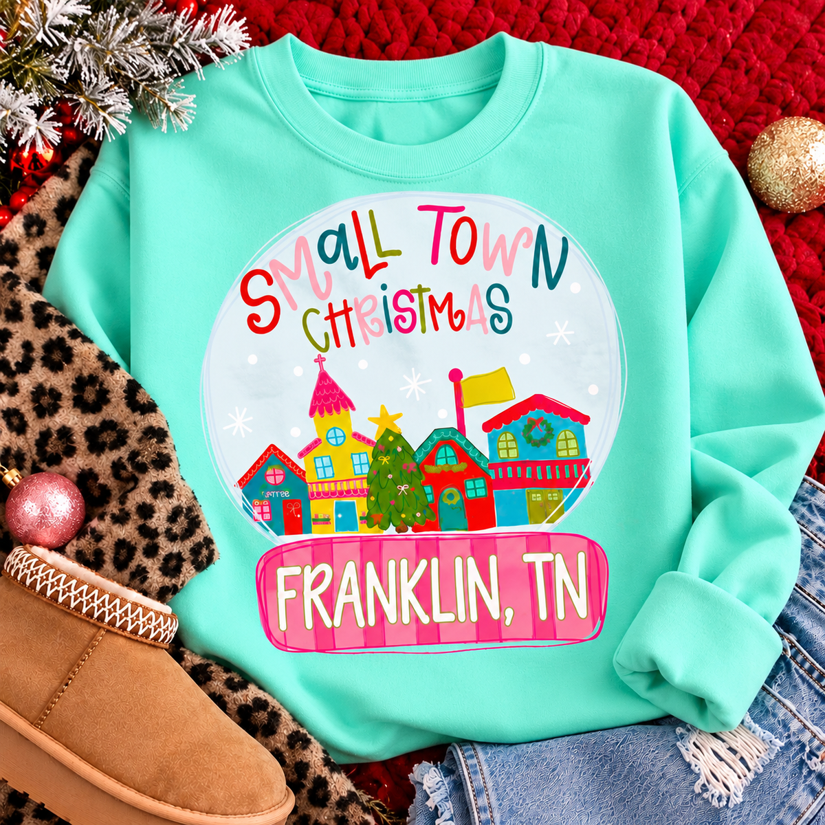Custom Small Town Christmas Shirt & Sweatshirt | Personalized City & State Christmas