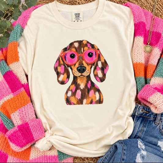 DACHSHUND WATERCOLOR GLASSES | COMFORT COLORS