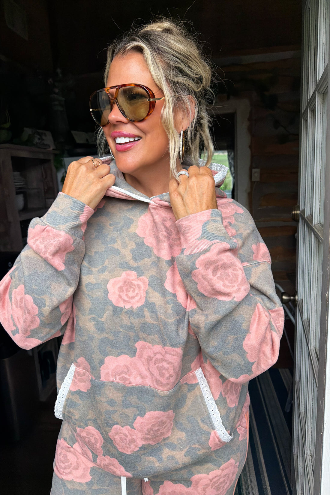 PREORDER- VINTAGE ROSE HOODIE / LACE DETAIL