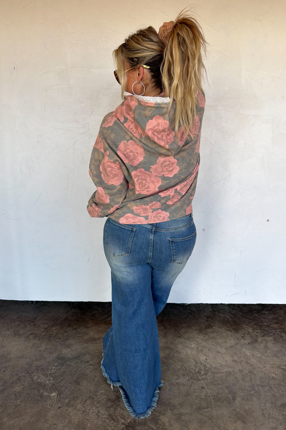 PREORDER- VINTAGE ROSE HOODIE / LACE DETAIL