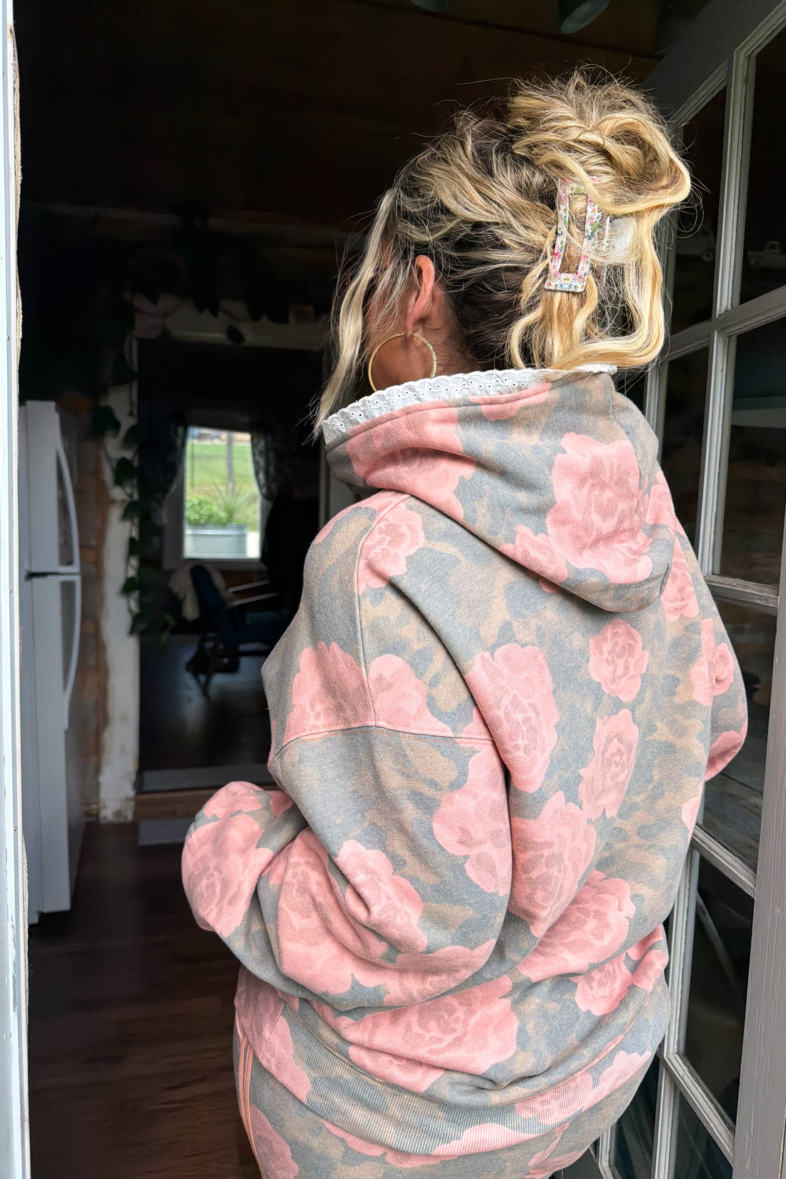 PREORDER- VINTAGE ROSE HOODIE / LACE DETAIL