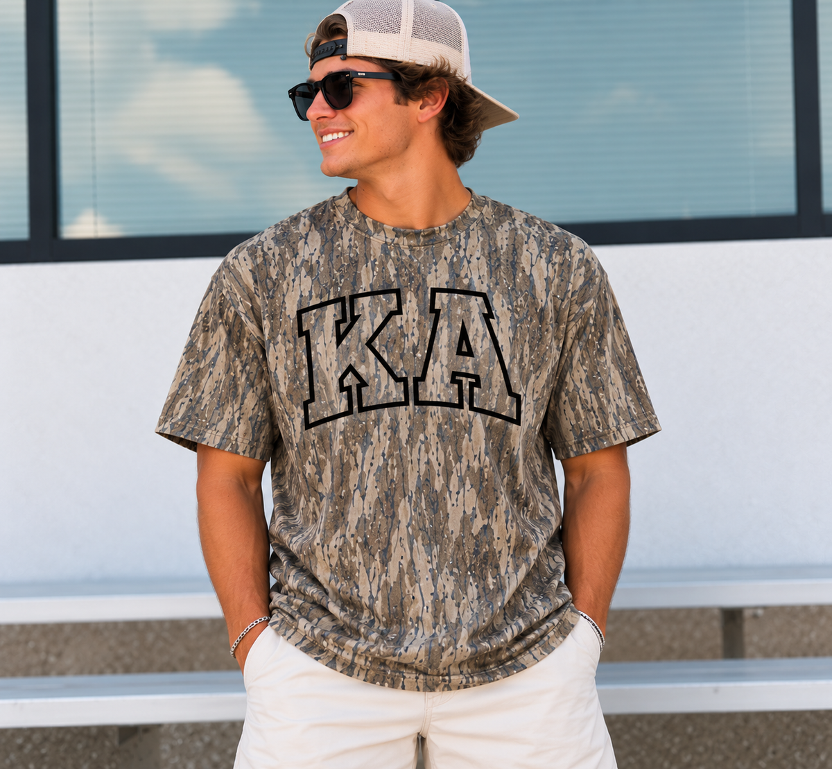 Mossy Oak Bottomland Fraternity Tee | Custom Puff Outline
