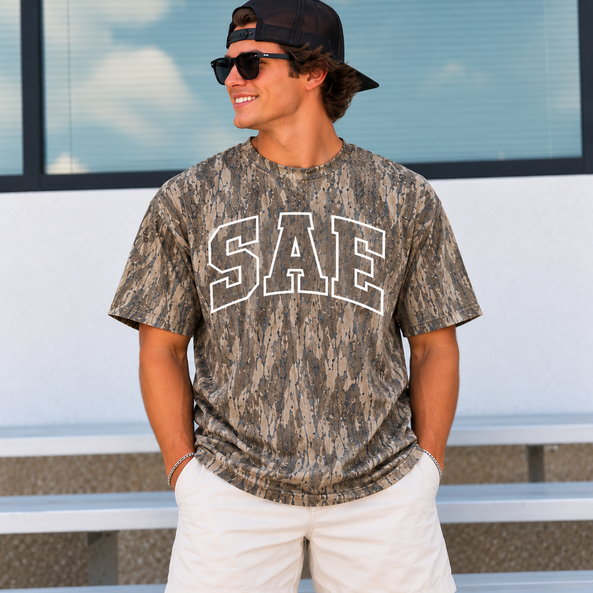 Mossy Oak Bottomland Fraternity Tee | Custom Puff Outline