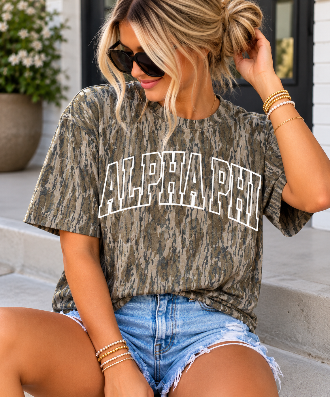 Mossy Oak Bottomland Sorority Tee | Custom Puff Outline