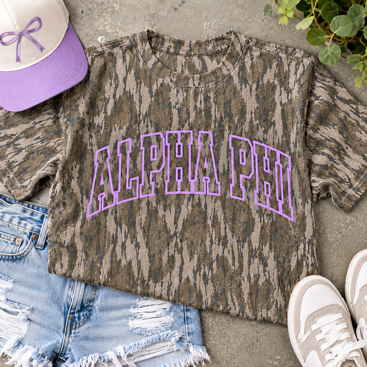 Mossy Oak Bottomland Sorority Tee | Custom Puff Outline