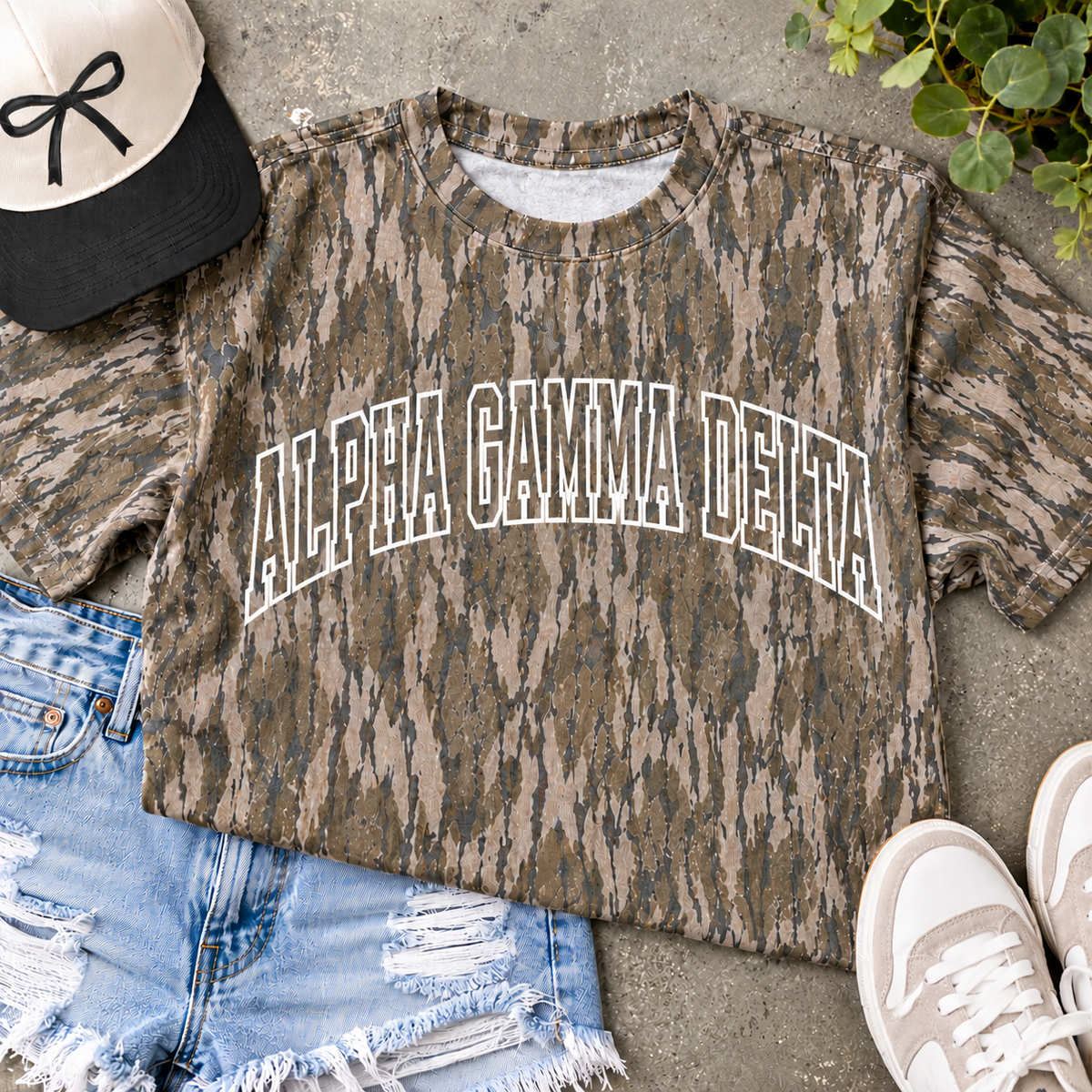 Mossy Oak Bottomland Sorority Tee | Custom Puff Outline