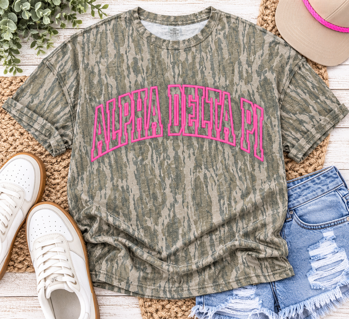 Mossy Oak Bottomland Sorority Tee | Custom Puff Outline