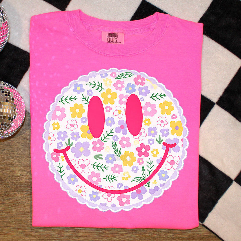 Floral Happy Face Tee