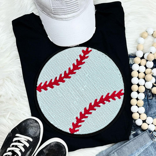 Sequin Baseball Chenille Patch Everyday Tee